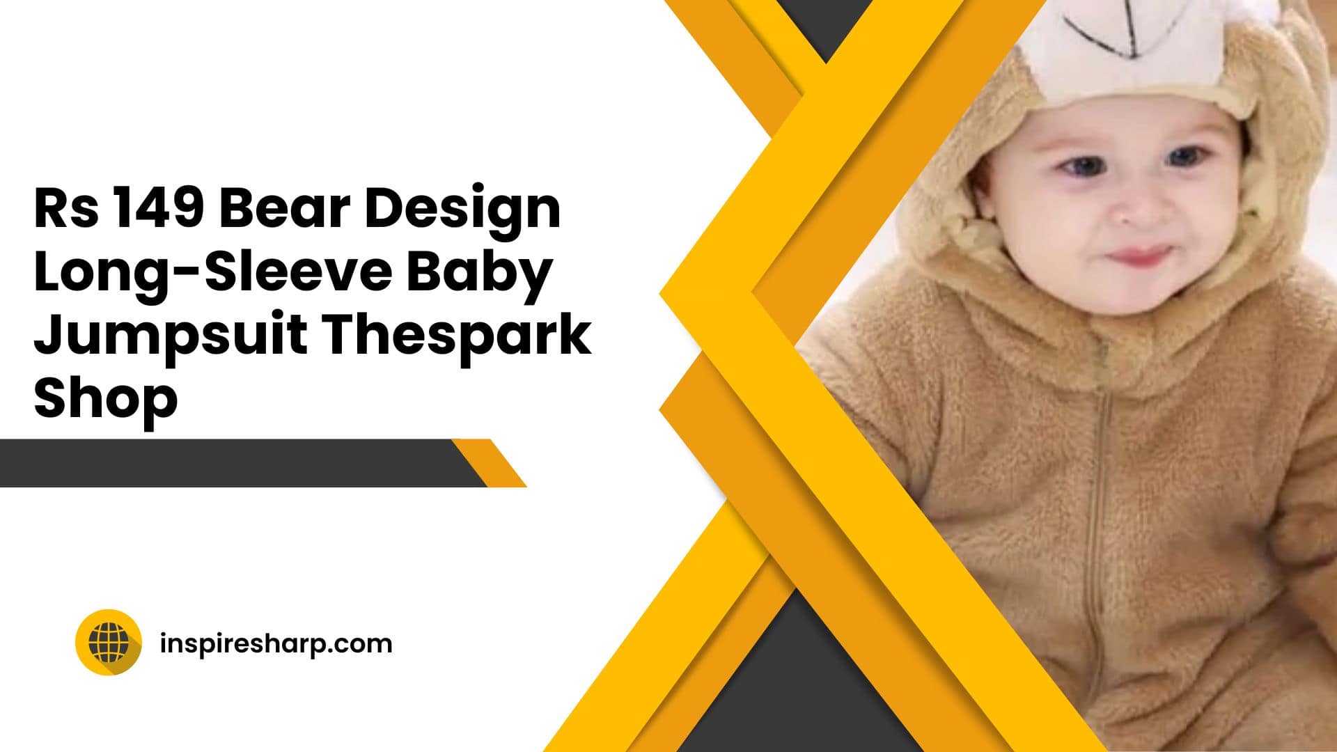 Rs 149 Bear Design Long-Sleeve Baby Jumpsuit Thespark Shop